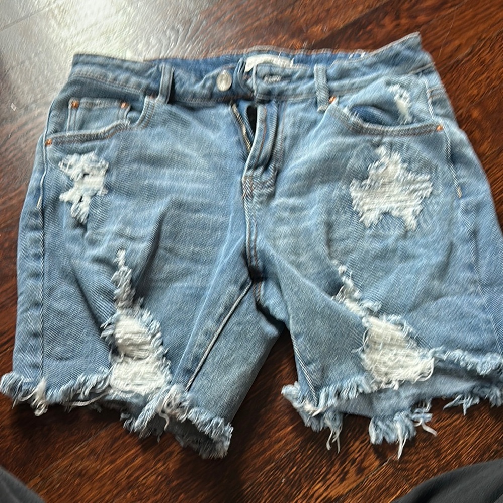 Almost Famous Blue Distressed Jean Shorts
